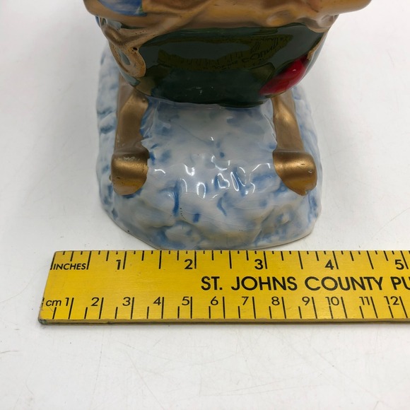 WCL Black Cat Sleigh Sled VINTAGE CHRISTMAS Winter CERAMIC BOWL PLANTER - Picture 12 of 12